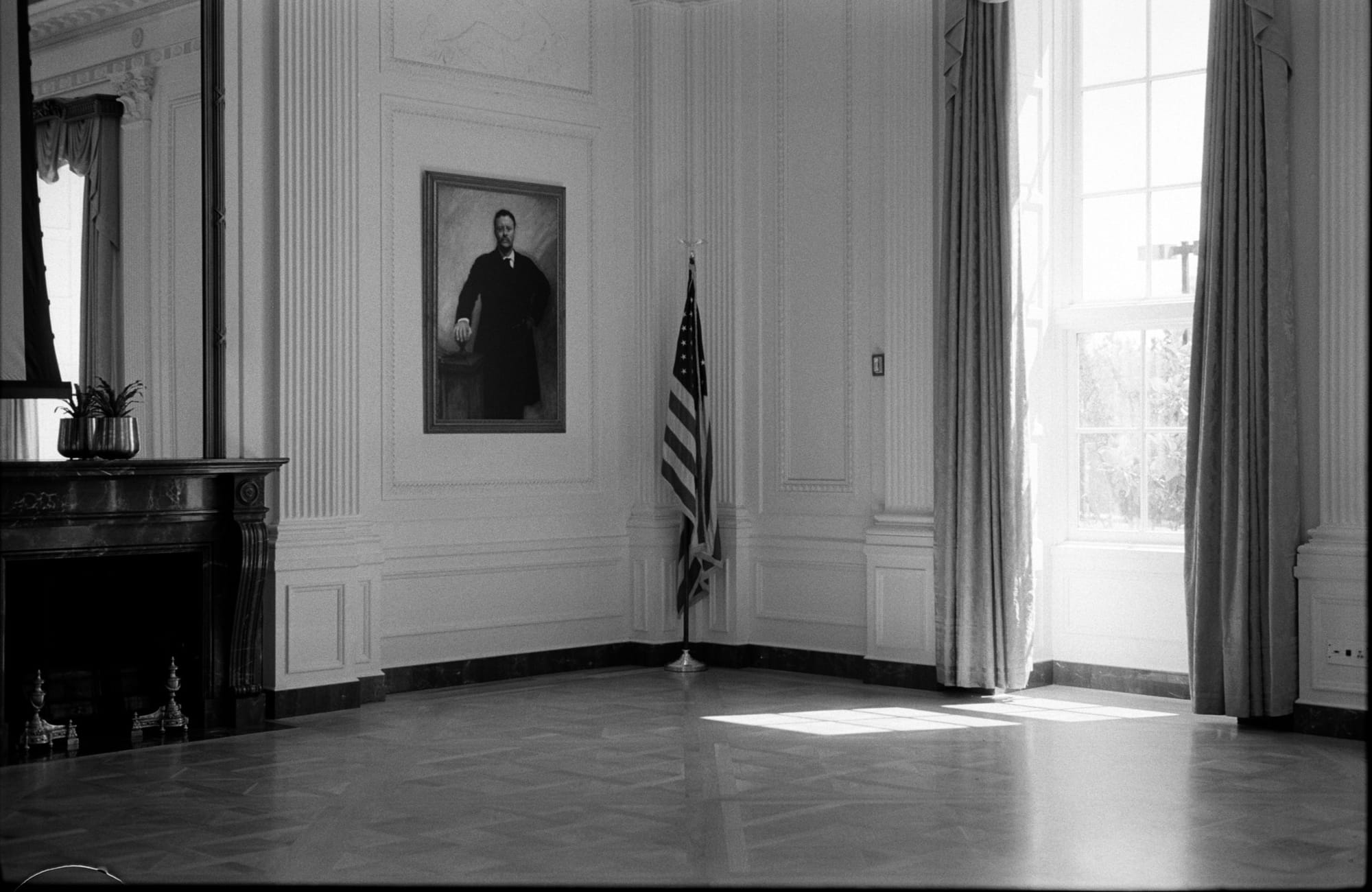 On film: the East Room, with the flag.