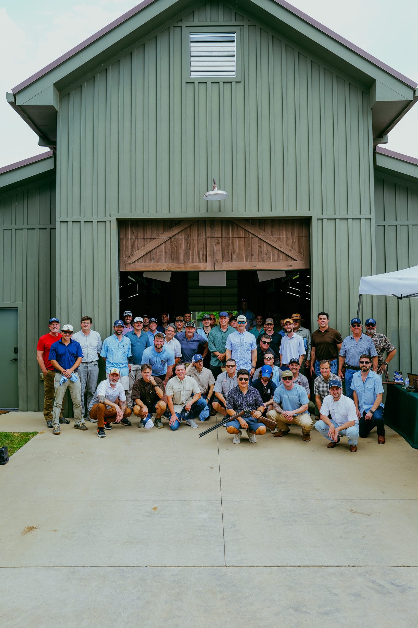 The group, in front of the barn, before anyone left.