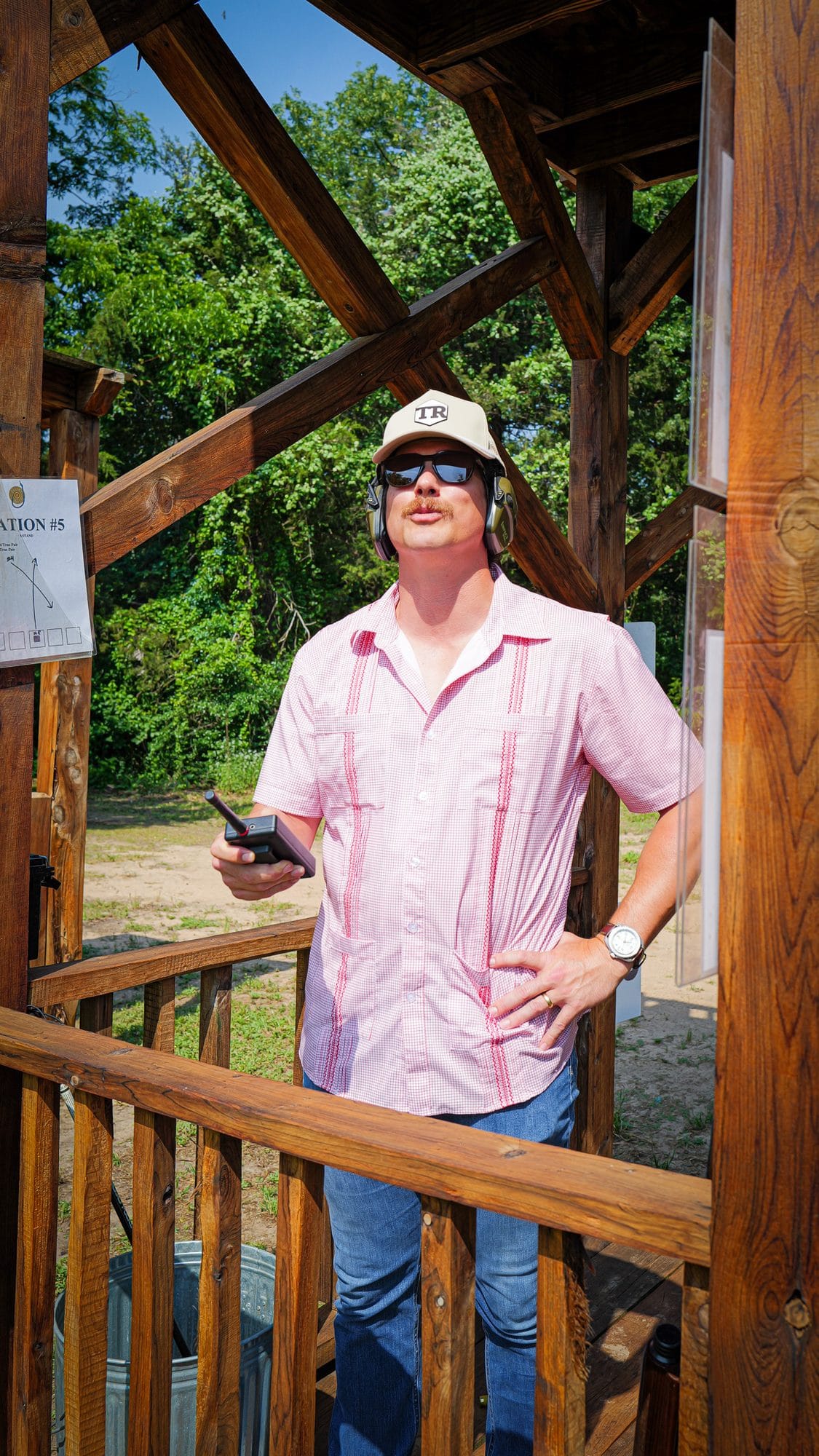 In the stand, between rounds