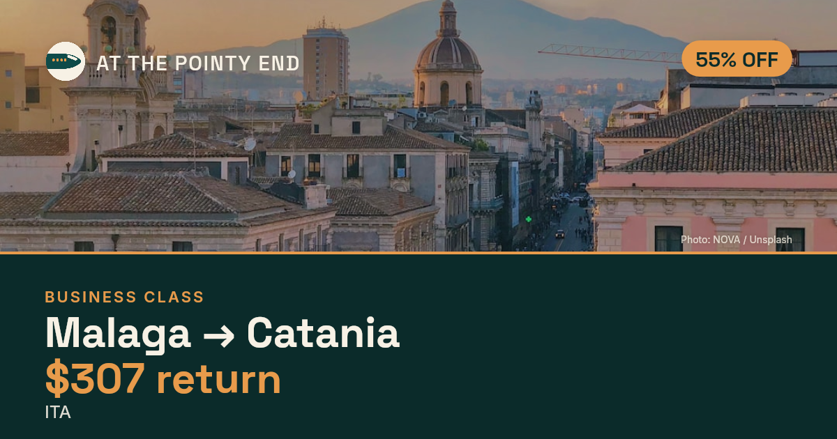 Business return to Catania from US$307, about 55% off. Checked against live availability.