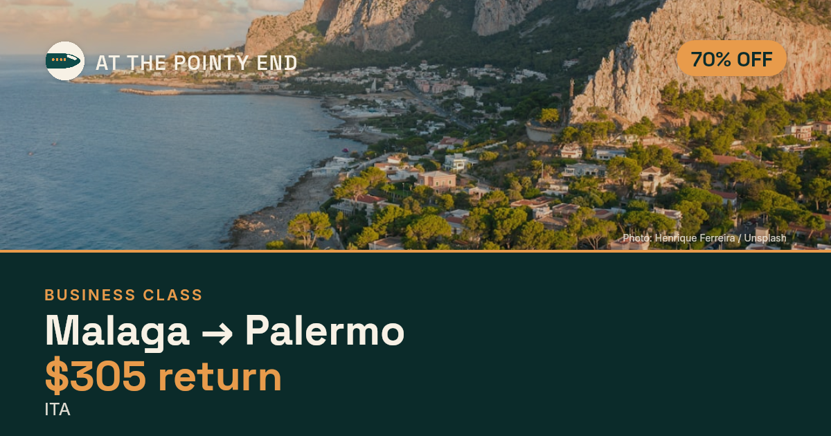 Business return to Palermo from US$305, about 70% off. Checked against live availability.