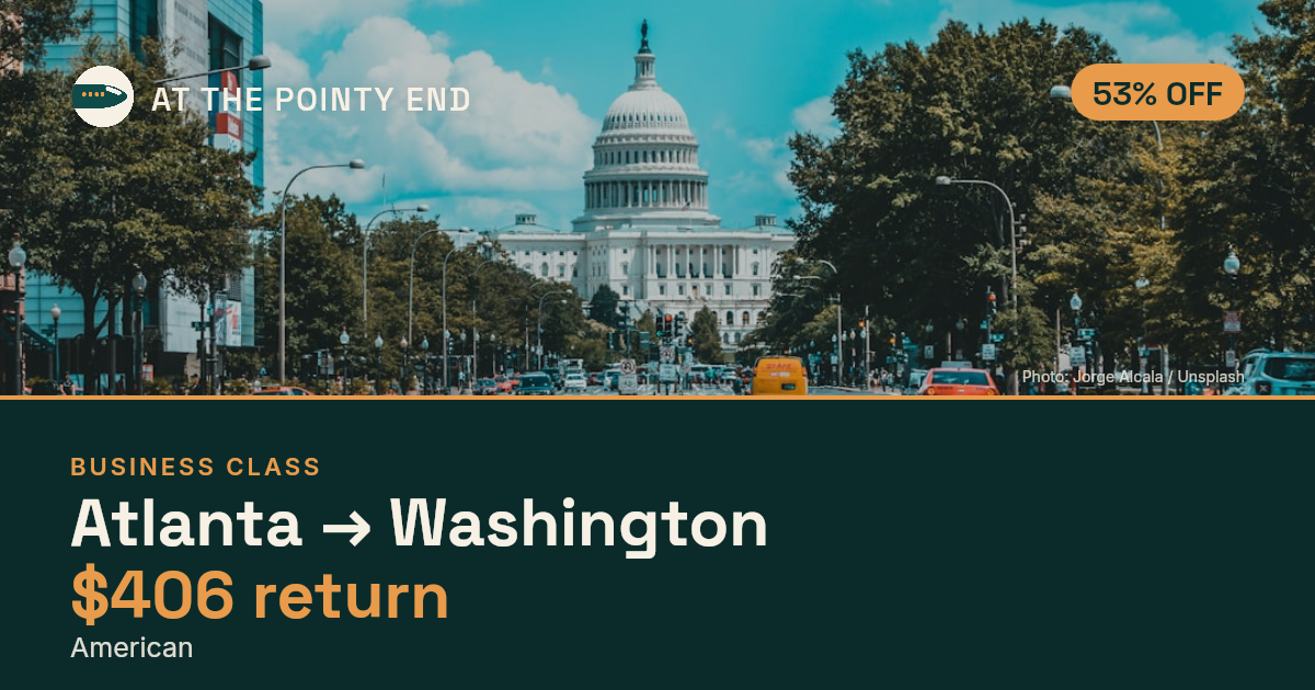 Business return to Washington from US$406, about 53% off. Checked against live availability.