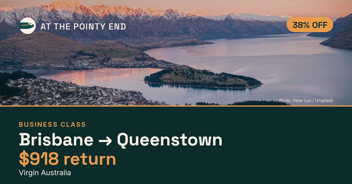 EXPIRED: Business return to Queenstown was US$918. The links inside still show today's best fares.