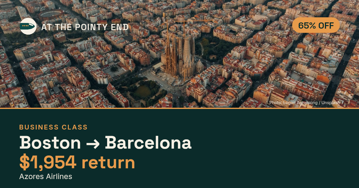 EXPIRED: Business return to Barcelona was US$1,954. The links inside still show today's best fares.