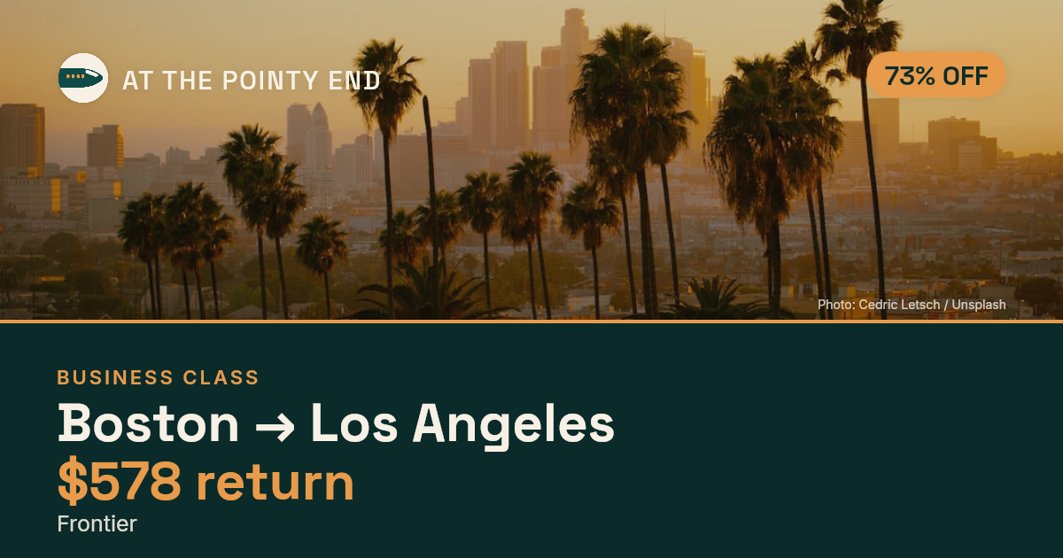 Business return to Los Angeles from US$578 — ~73% off. Limited availability.