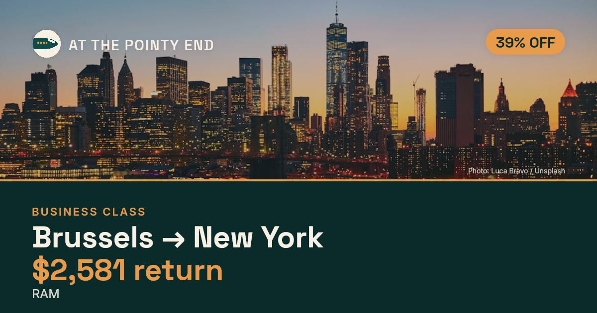 Business return to New York from US$2,581, about 39% off. Checked against live availability.