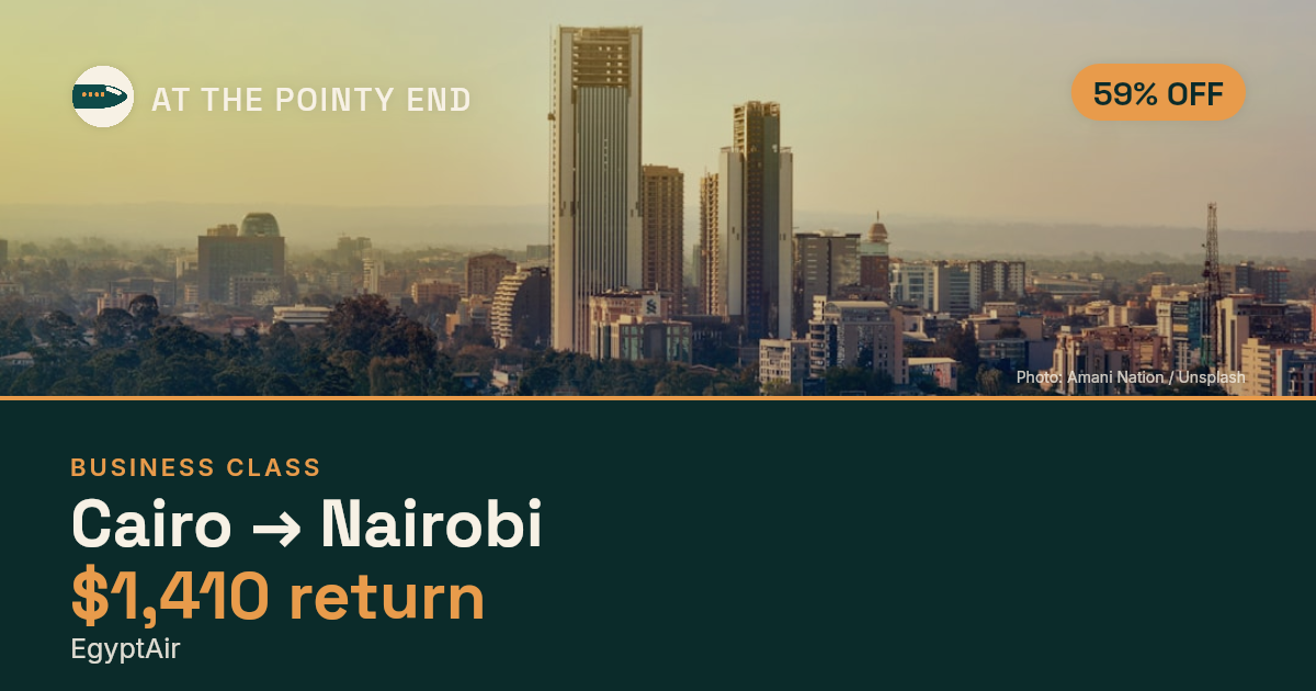 Business return to Nairobi from US$1,410 — ~59% off. Limited availability.