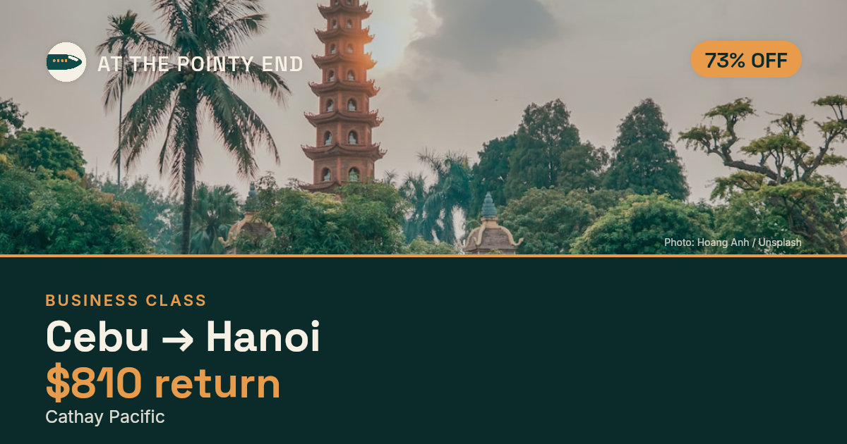 Business return to Hanoi from US$810, well below typical. Checked against live availability.