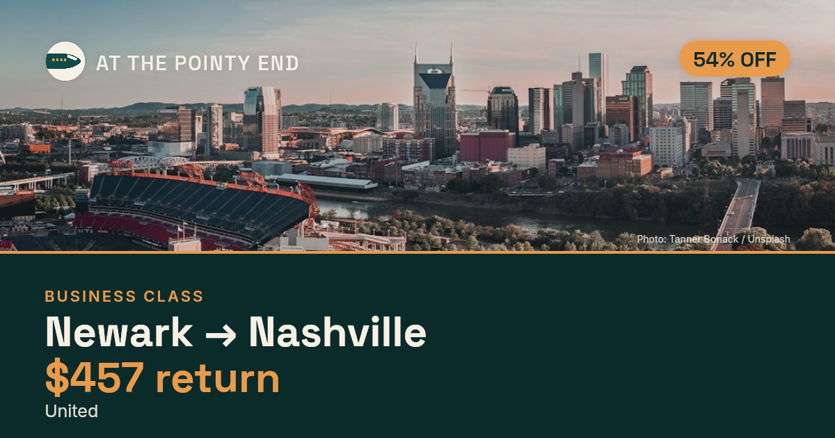 Business return to Nashville from US$457, about 54% off. Checked against live availability.
