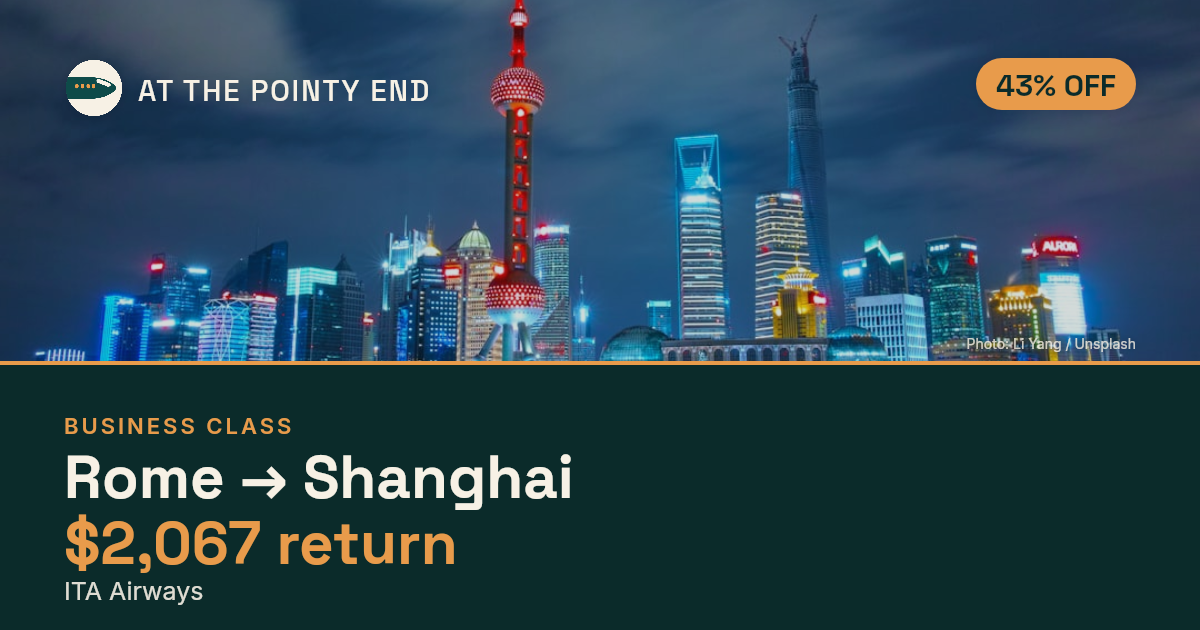 Business return to Shanghai from US$2,067, about 43% off. Checked against live availability.