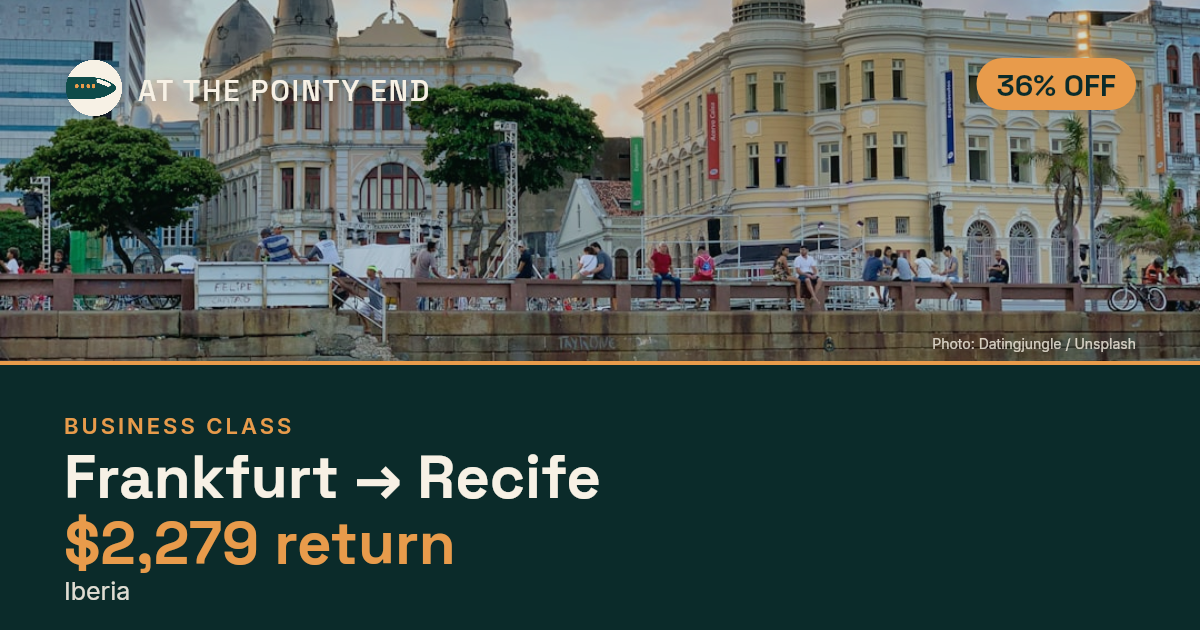 EXPIRED: Business return to Recife was US$2,279. The links inside still show today's best fares.