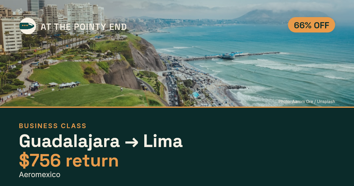 Business return to Lima from US$756, about 66% off. Checked against live availability.