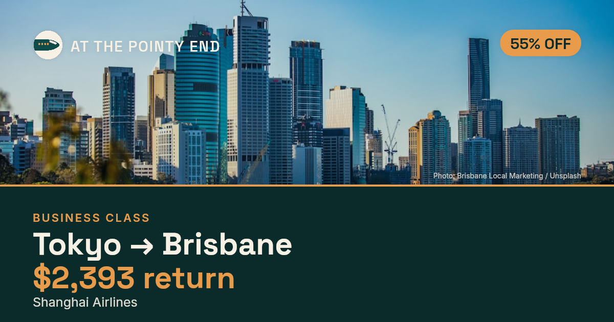EXPIRED: Business return to Brisbane was US$2,393. The links inside still show today's best fares.