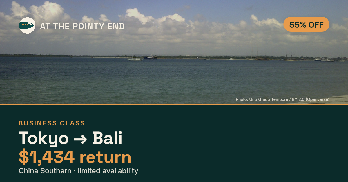 Business return to Bali from US$1,434 — ~55% off. Limited availability.