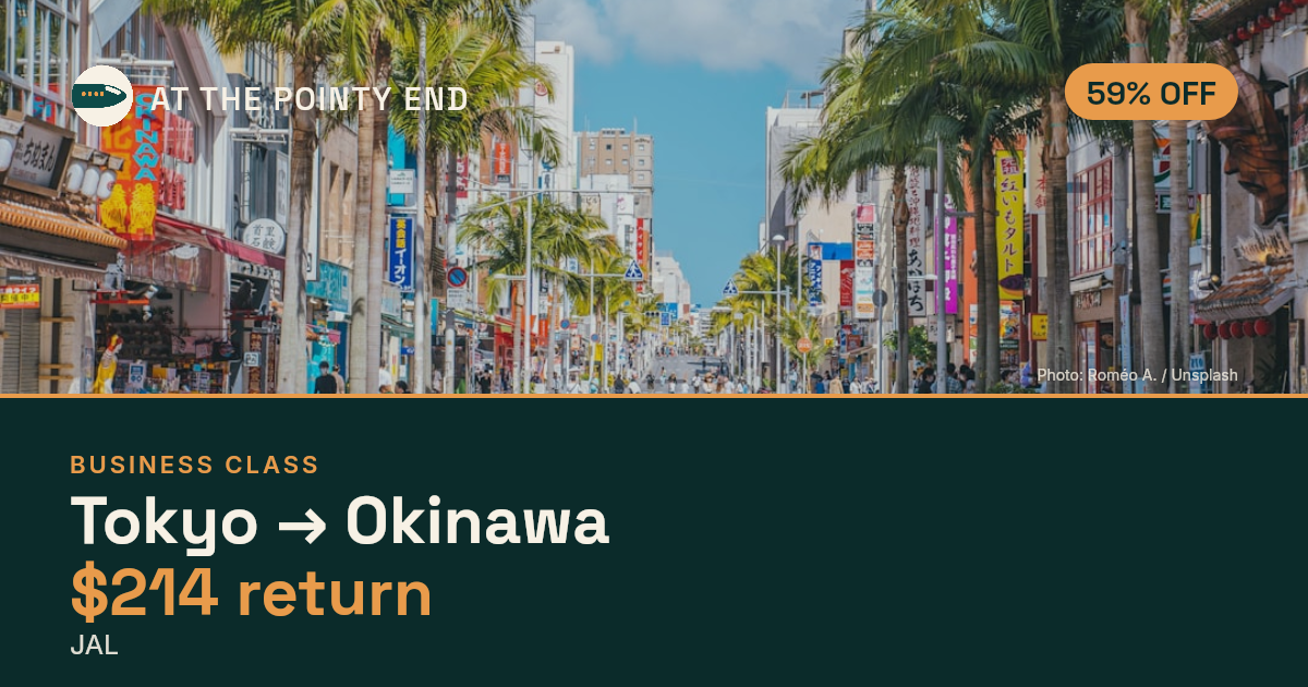 Business return to Okinawa from US$214, about 59% off. Checked against live availability.