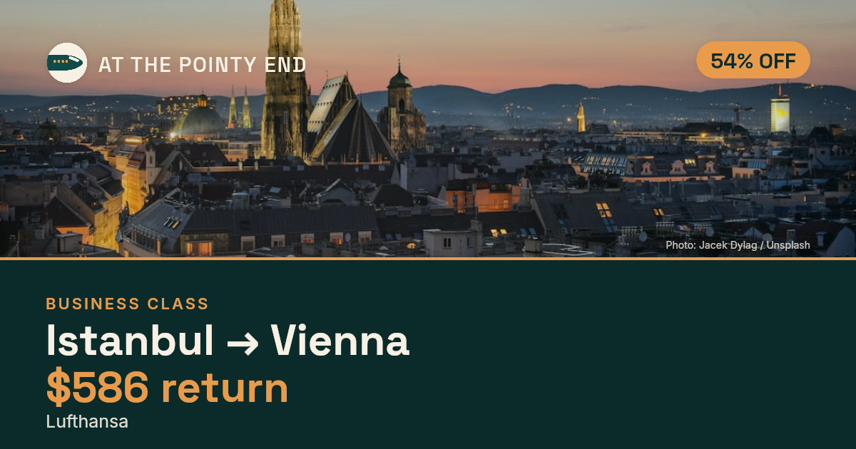 EXPIRED: Business return to Vienna was US$586. The links inside still show today's best fares.