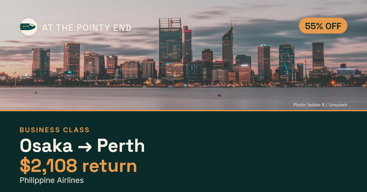 Business return to Perth from US$2,108, about 55% off. Checked against live availability.