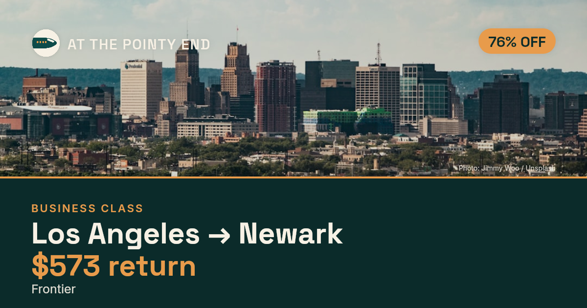 Business return to Newark from US$573 — ~76% off. Limited availability.