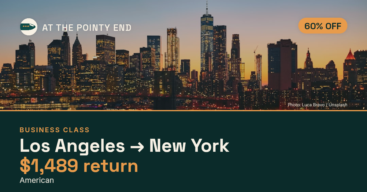 Business return to New York from US$1,489 — ~60% off. Limited availability.