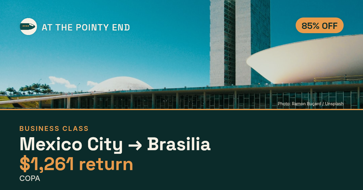 EXPIRED: Business return to Brasilia was US$1,261. The links inside still show today's best fares.