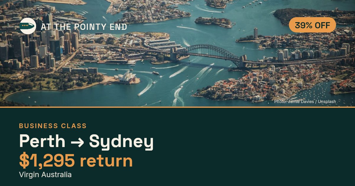 EXPIRED: Business return to Sydney was US$1,295. The links inside still show today's best fares.