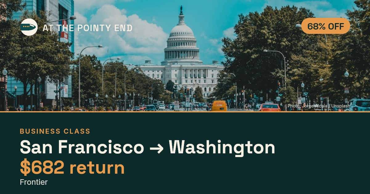 Business return to Washington from US$682 — ~68% off. Limited availability.