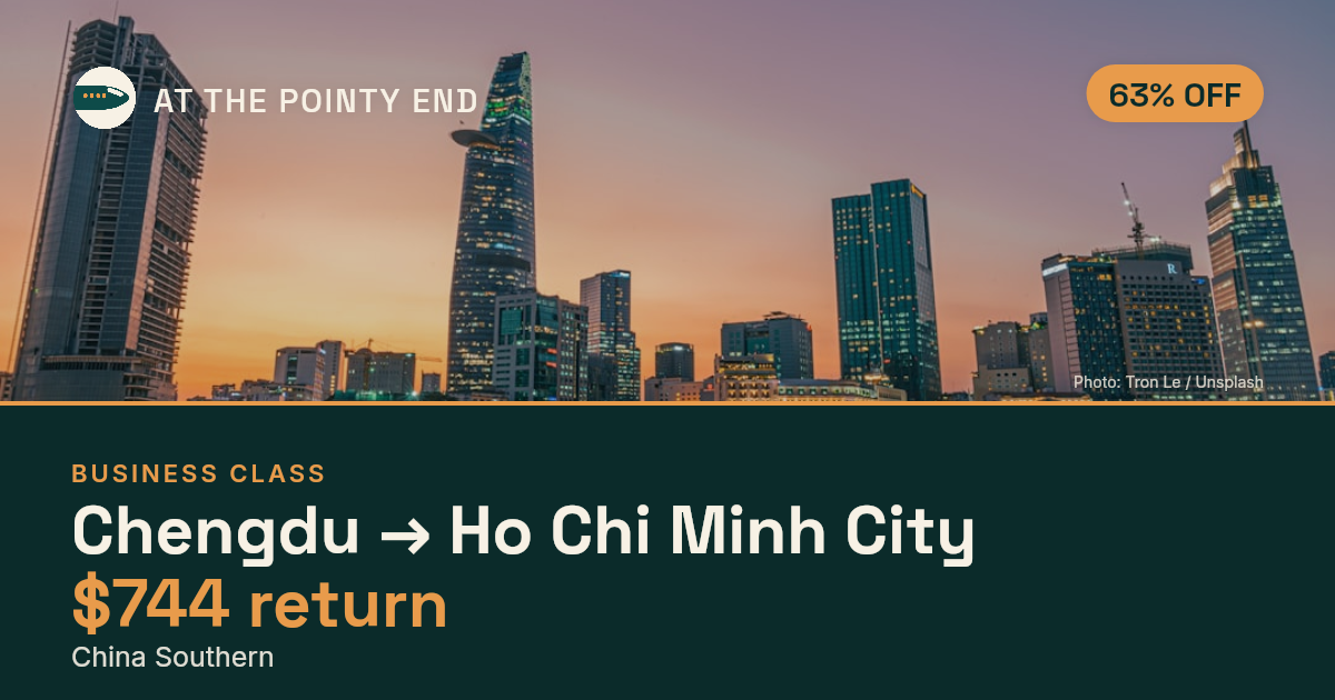 Business return to Ho Chi Minh City from US$744, about 63% off. Checked against live availability.