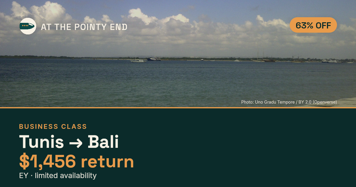 Business return to Bali from US$1,456 — ~63% off. Limited availability.