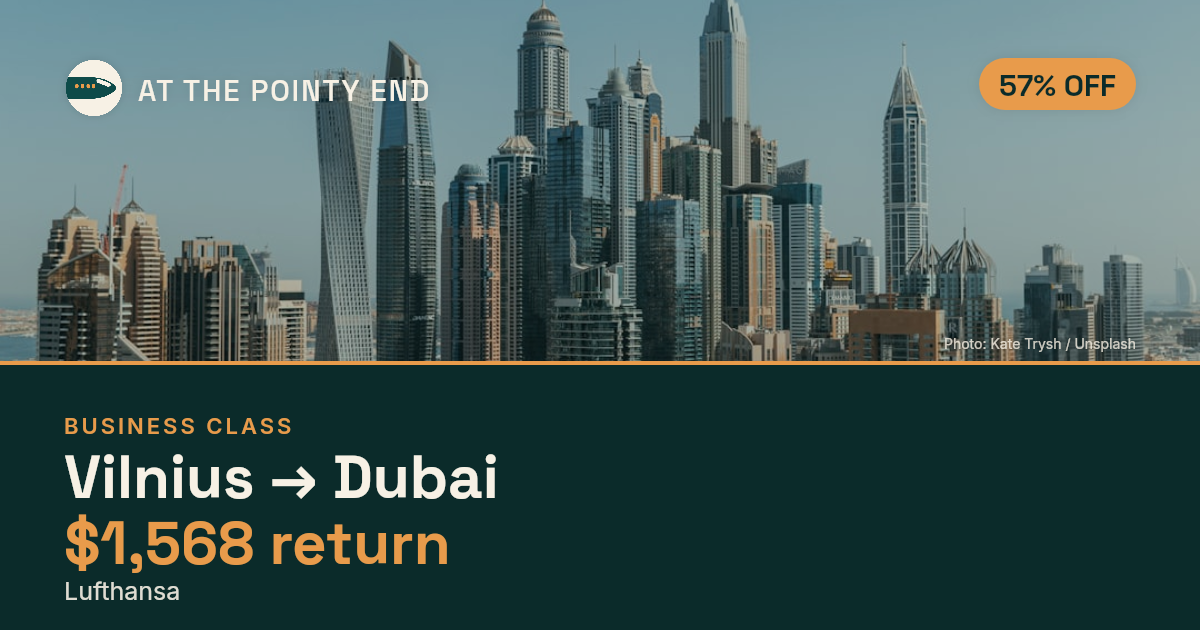 EXPIRED: Business return to Dubai was US$1,568. The links inside still show today's best fares.