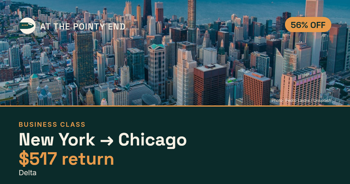 Business return to Chicago from US$517, about 56% off. Checked against live availability.