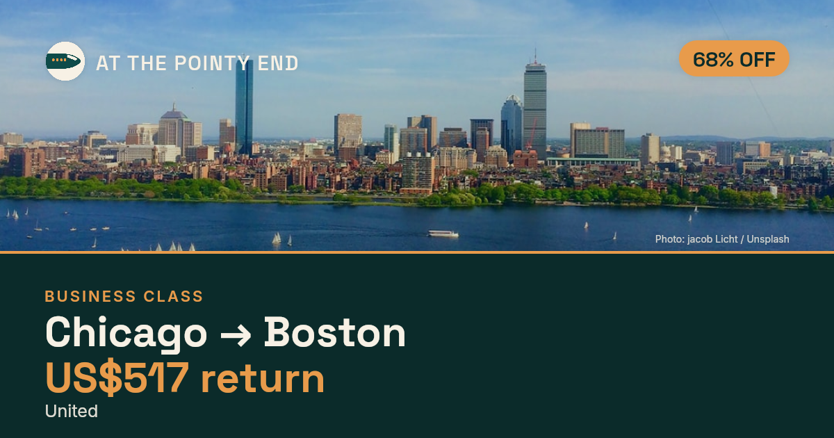Business return to Boston from US$517, about 68% off. Checked against live availability.