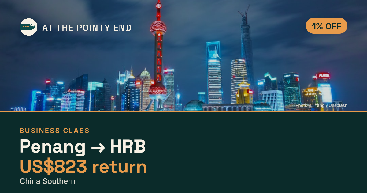Business return to HRB from US$823, about 1% off. Checked against live availability.