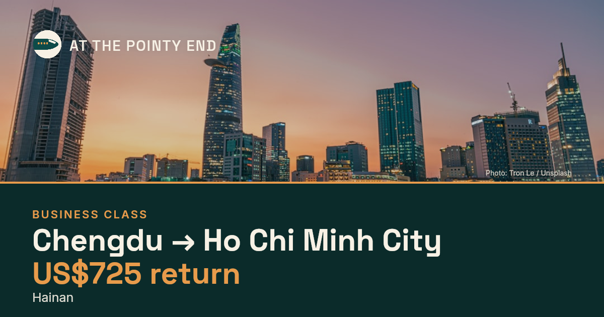 Business return to Ho Chi Minh City from US$725, well below typical. Checked against live availability.