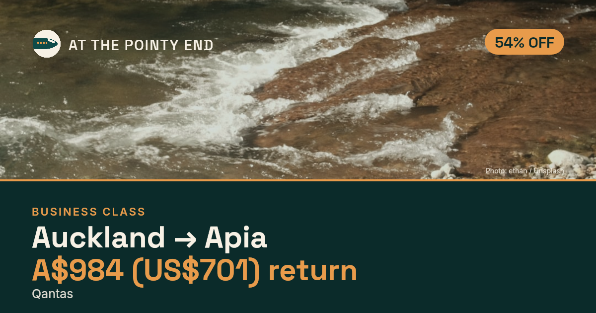Business return to Apia from US$701, about 54% off. Checked against live availability.
