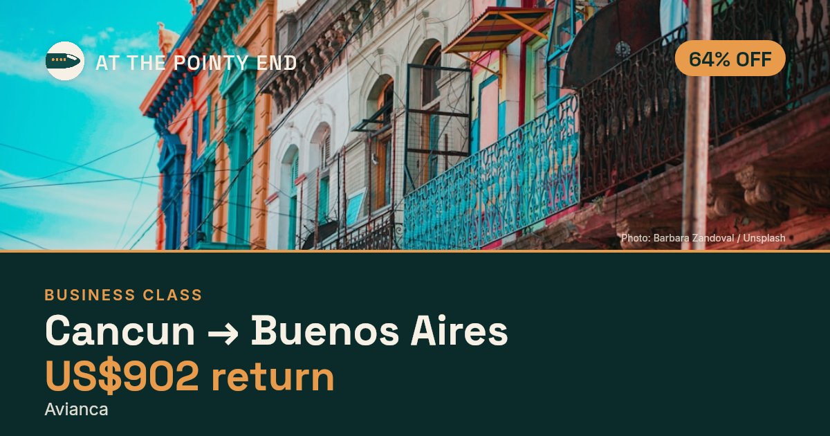 Business return to Buenos Aires from US$902, about 64% off. Checked against live availability.