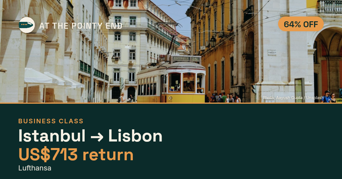 Business return to Lisbon from US$713, about 64% off. Checked against live availability.
