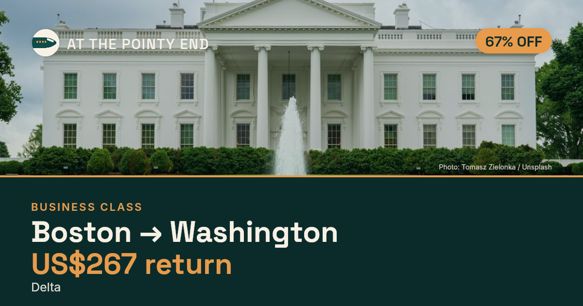 Business return to Washington from US$267, about 67% off. Checked against live availability.