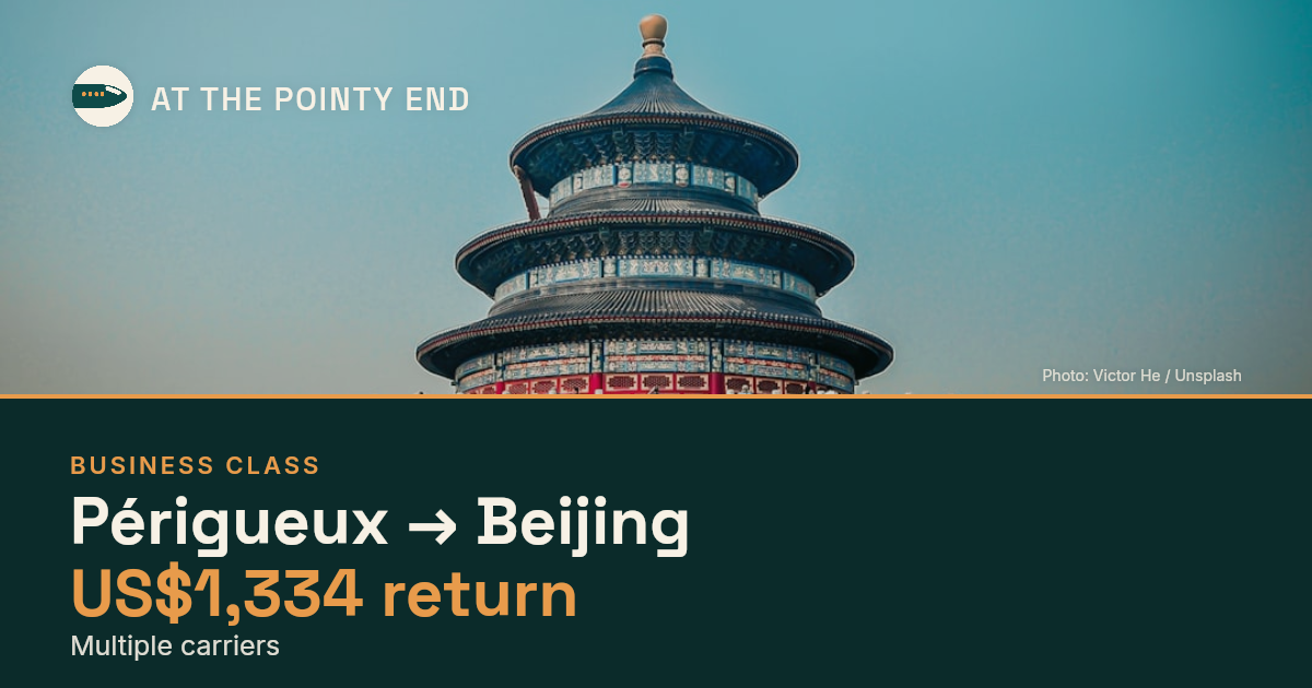 Business return to Beijing from US$1,334. Checked against live availability.