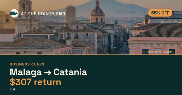 Business return to Catania from US$307, about 55% off. Checked against live availability.