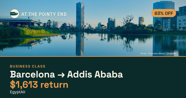 Business return to Addis Ababa from US$1,613, well below typical. Checked against live availability.