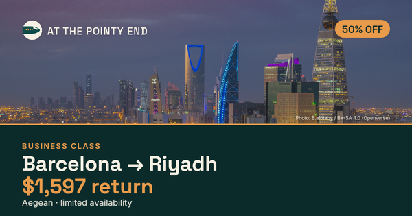Business return to Riyadh from US$1,597 — ~50% off. Limited availability.