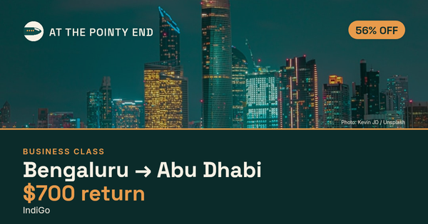 Business return to Abu Dhabi from US$700 — ~56% off. Limited availability.