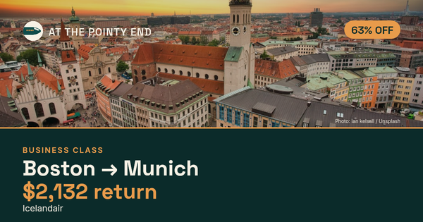 EXPIRED: Business return to Munich was US$2,132. The links inside still show today's best fares.