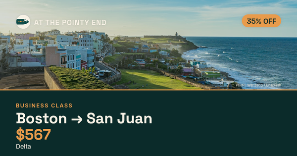 EXPIRED: Business one-way to San Juan was US$567. The links inside still show today's best fares.