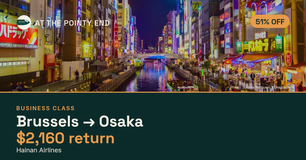 EXPIRED: Business return to Osaka was US$2,160. The links inside still show today's best fares.