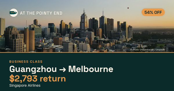 EXPIRED: Business return to Melbourne was US$2,793. The links inside still show today's best fares.