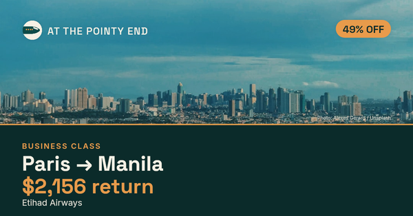 Business return to Manila from US$2,156, about 49% off. Checked against live availability.