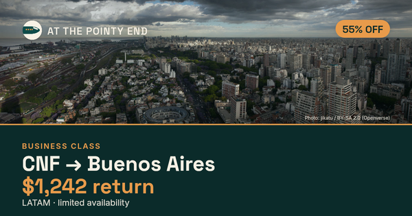 Business return to Buenos Aires from US$1,242 — ~55% off. Limited availability.