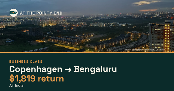 EXPIRED: Business return to Bengaluru was US$1,819. The links inside still show today's best fares.