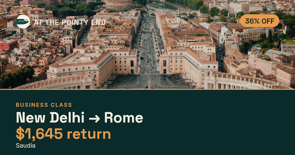 EXPIRED: Business return to Rome was US$1,645. The links inside still show today's best fares.
